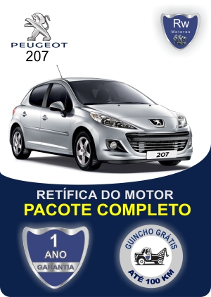 Retífica de motor Peugeot 207 com garantia pacote completo Rw motores